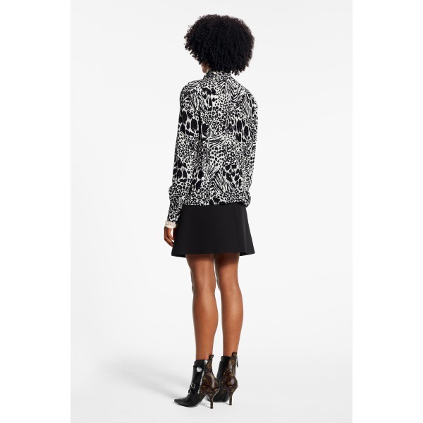 Long Sleeved Pleated Shirt With Lavaliere