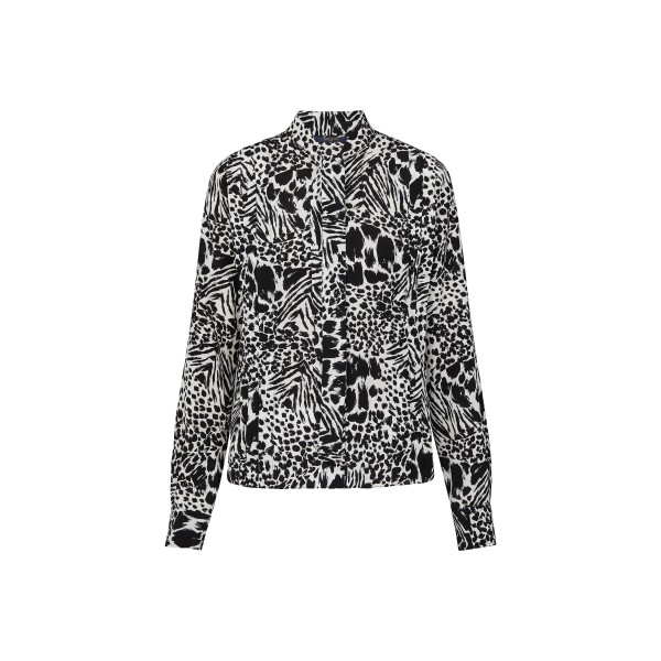 Long Sleeved Pleated Shirt With Lavaliere