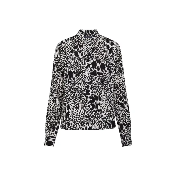Long Sleeved Pleated Shirt With Lavaliere