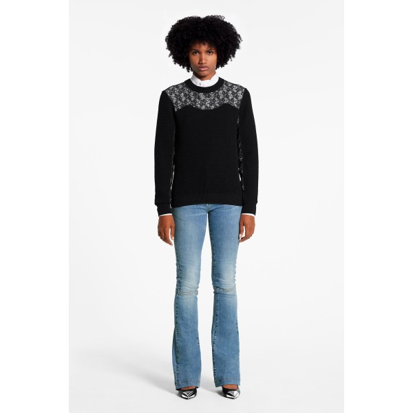Long Sleeved Pullover With Lace Inserts