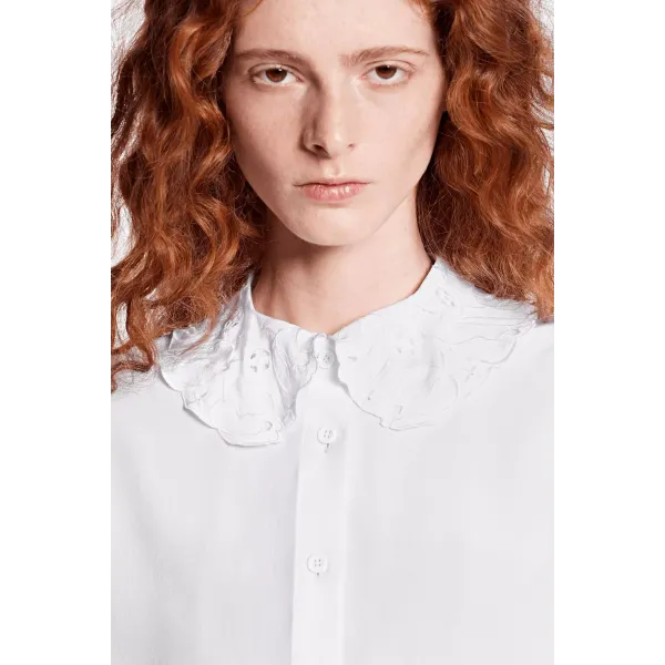 Long Sleeved Shirt With Embroidered Collar