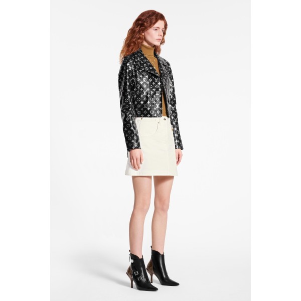 Monogram Printed Leather Biker Jacket