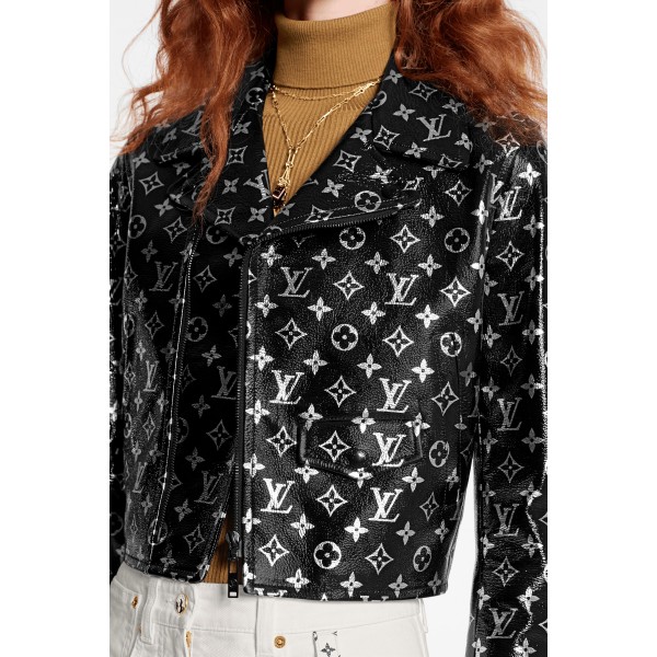 Monogram Printed Leather Biker Jacket