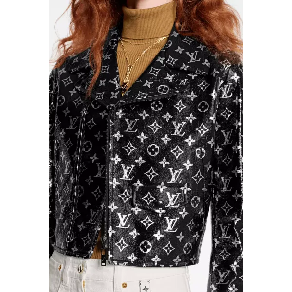 Monogram Printed Leather Biker Jacket