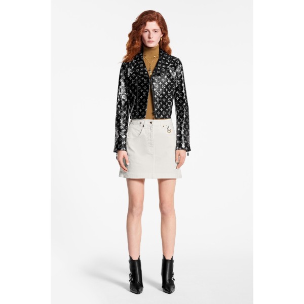 Monogram Printed Leather Biker Jacket