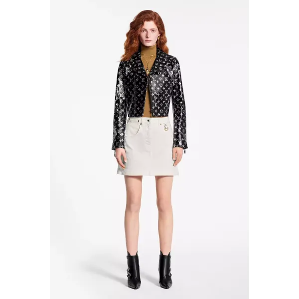 Monogram Printed Leather Biker Jacket