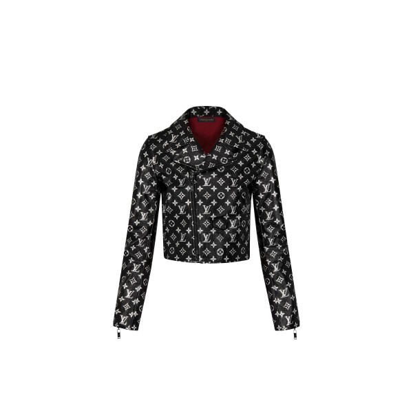 Monogram Printed Leather Biker Jacket