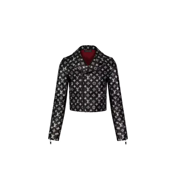 Monogram Printed Leather Biker Jacket