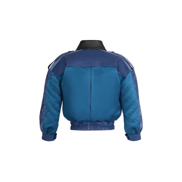 Printed Bi-Material Quilted Jacket