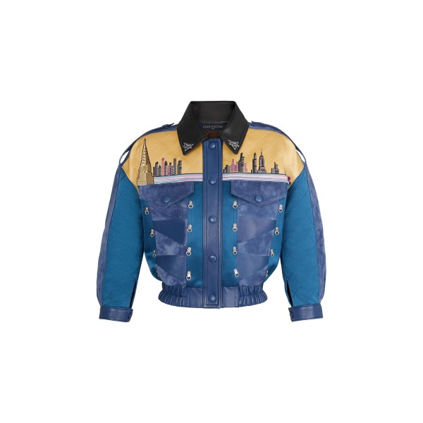 Printed Bi-Material Quilted Jacket