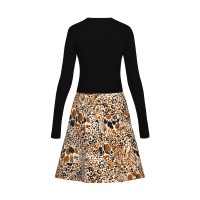 Printed Bimaterial Dress