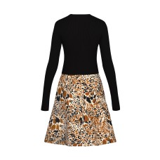 Printed Bimaterial Dress