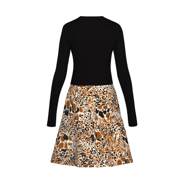Printed Bimaterial Dress