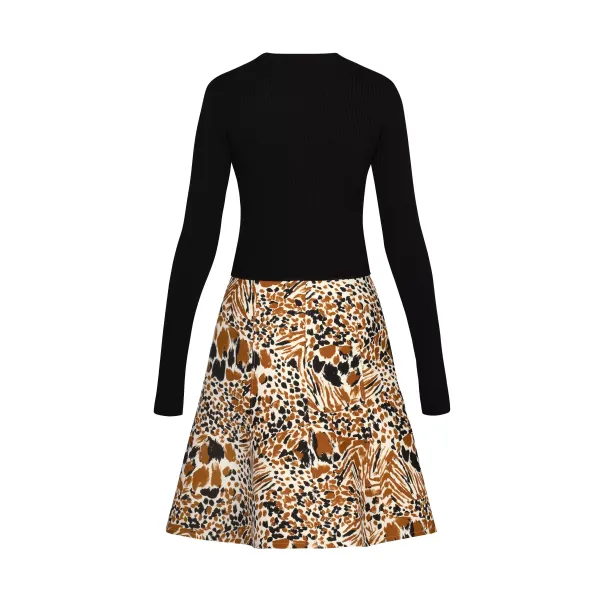 Printed Bimaterial Dress