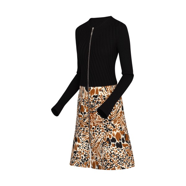 Printed Bimaterial Dress