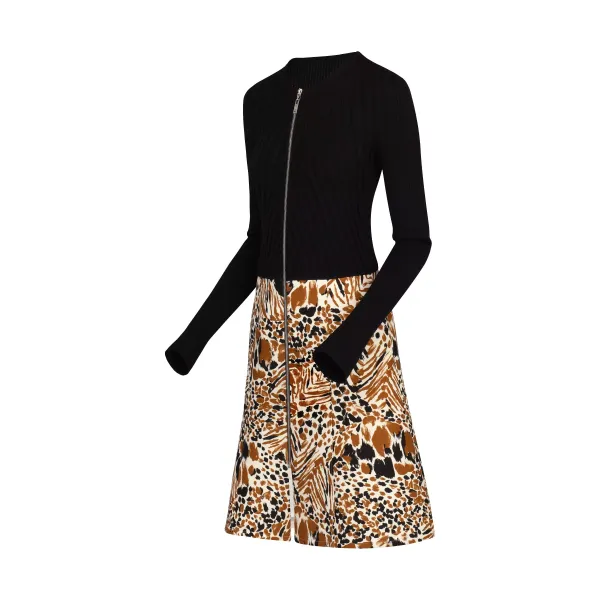 Printed Bimaterial Dress