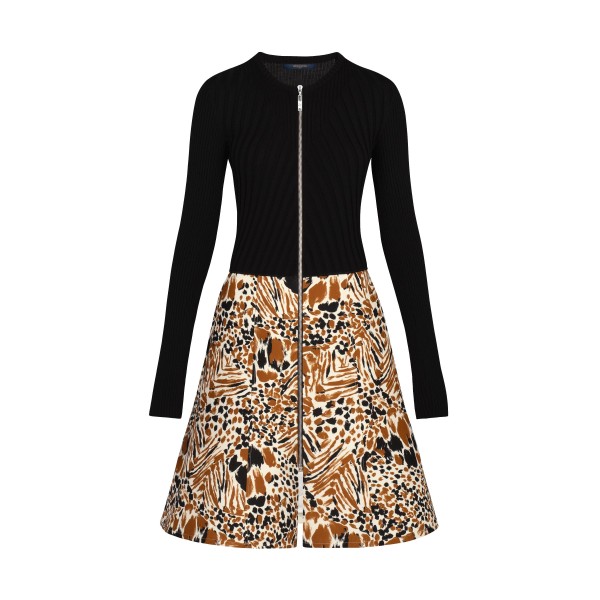 Printed Bimaterial Dress