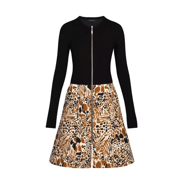 Printed Bimaterial Dress