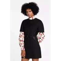 Short Sleeved Dress With Leather Waistband