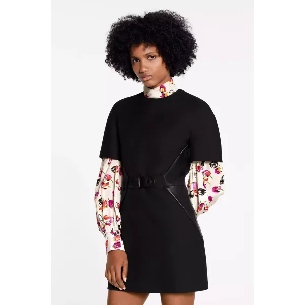 Short Sleeved Dress With Leather Waistband