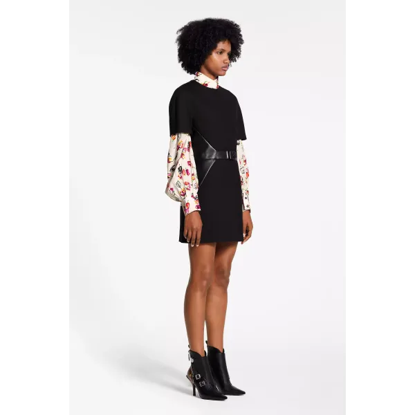 Short Sleeved Dress With Leather Waistband