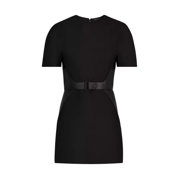 Short Sleeved Dress With Leather Waistband