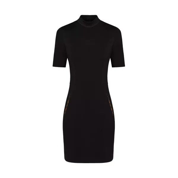 Short Sleeved High Neck Fitted Dress