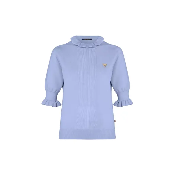 Short-Sleeved Pullover With Frills Details