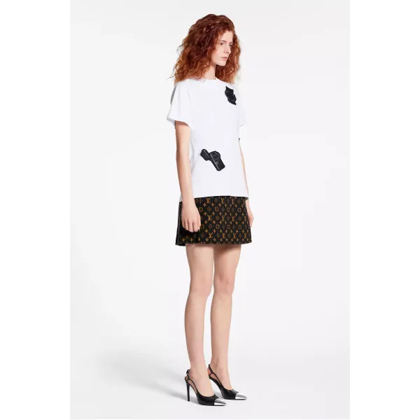 Short Sleeved T-Shirt With Embroidered Patches
