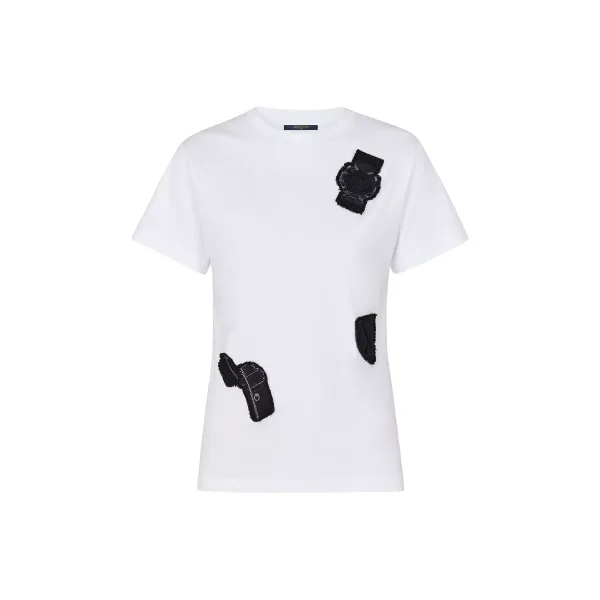 Short Sleeved T-Shirt With Embroidered Patches