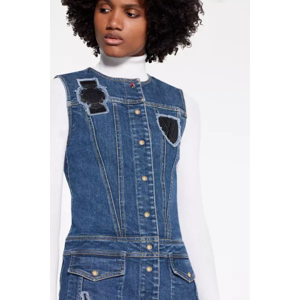 Sleeveless A-Line Dress With Embroidered Patches