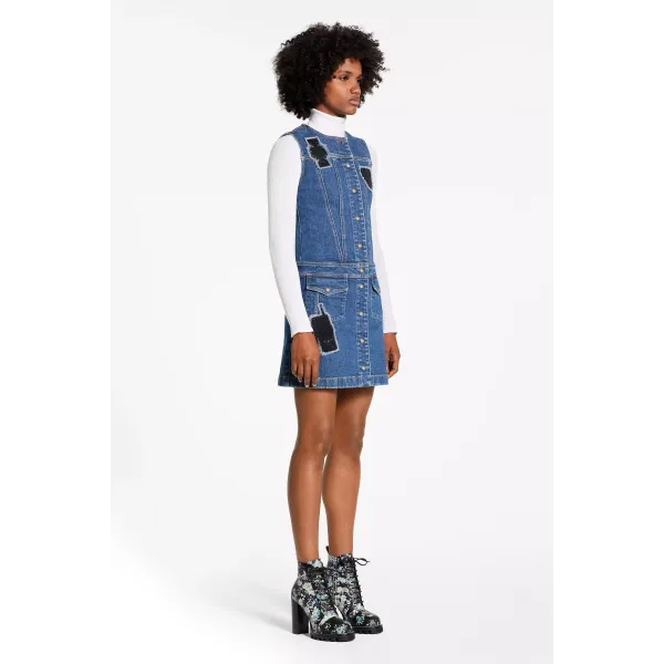 Sleeveless A-Line Dress With Embroidered Patches