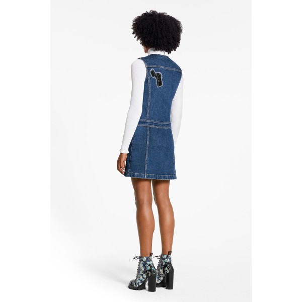 Sleeveless A-Line Dress With Embroidered Patches