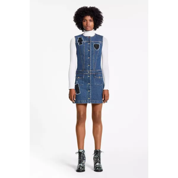 Sleeveless A-Line Dress With Embroidered Patches