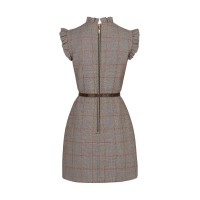 Sleeveless Dress With Chain And Frills Detail
