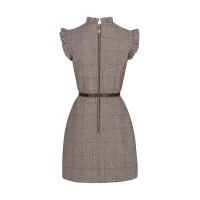 Sleeveless Dress With Chain And Frills Detail