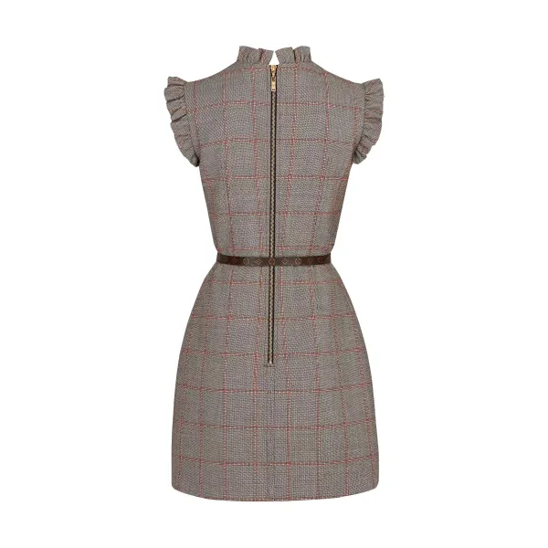 Sleeveless Dress With Chain And Frills Detail