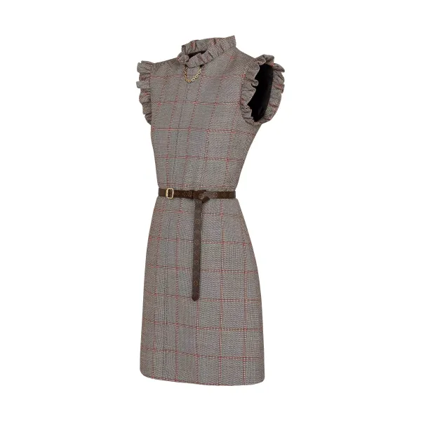 Sleeveless Dress With Chain And Frills Detail