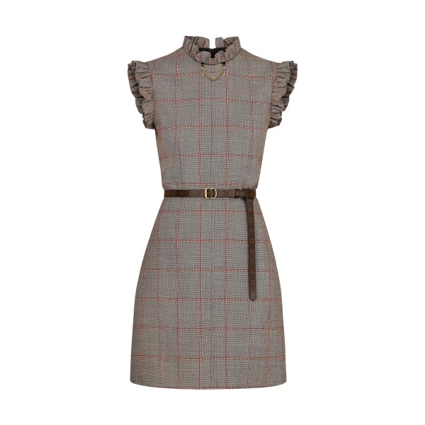 Sleeveless Dress With Chain And Frills Detail