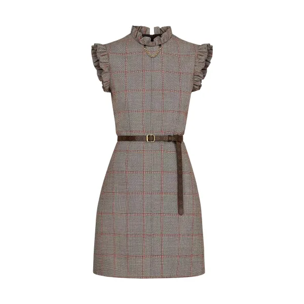 Sleeveless Dress With Chain And Frills Detail