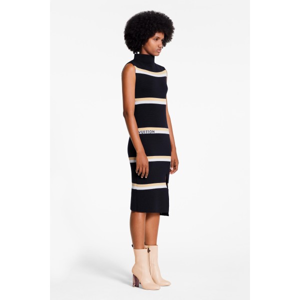 Sleeveless Monogram Stripe Jacquard Tube Dress