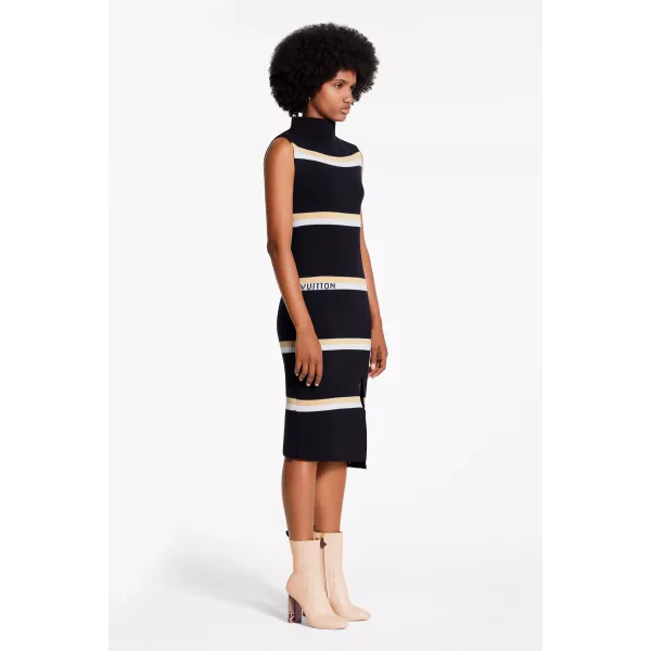 Sleeveless Monogram Stripe Jacquard Tube Dress