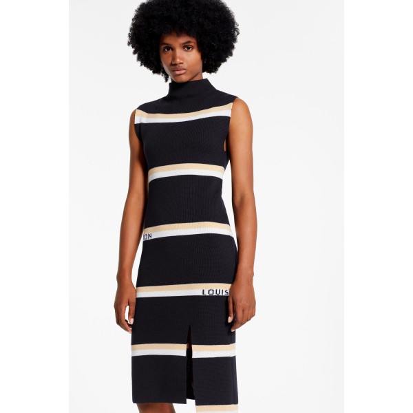 Sleeveless Monogram Stripe Jacquard Tube Dress