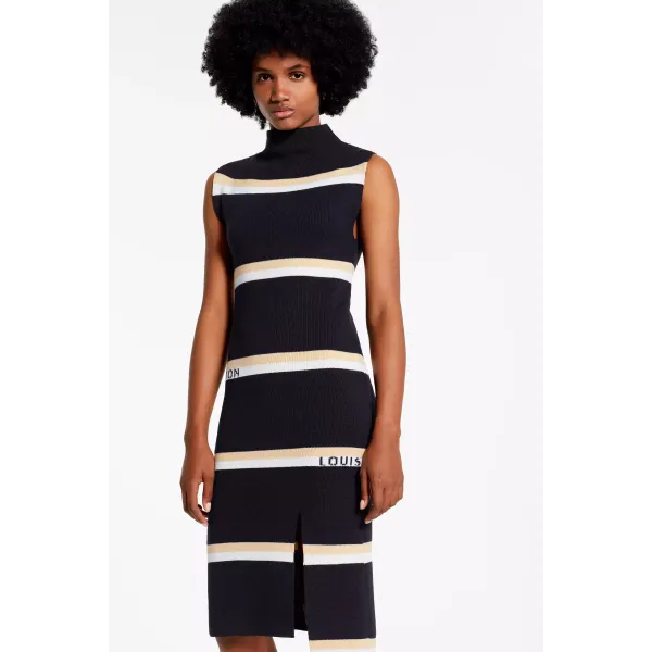 Sleeveless Monogram Stripe Jacquard Tube Dress