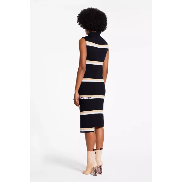 Sleeveless Monogram Stripe Jacquard Tube Dress