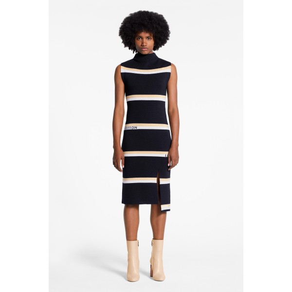 Sleeveless Monogram Stripe Jacquard Tube Dress