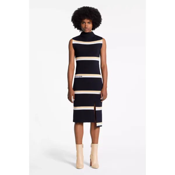 Sleeveless Monogram Stripe Jacquard Tube Dress