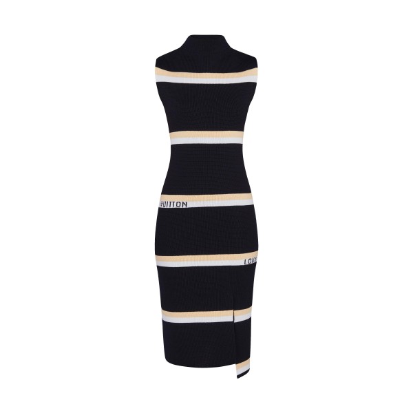 Sleeveless Monogram Stripe Jacquard Tube Dress